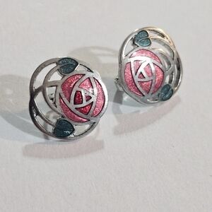 Vintage Silver Glasgow Rose Earrings